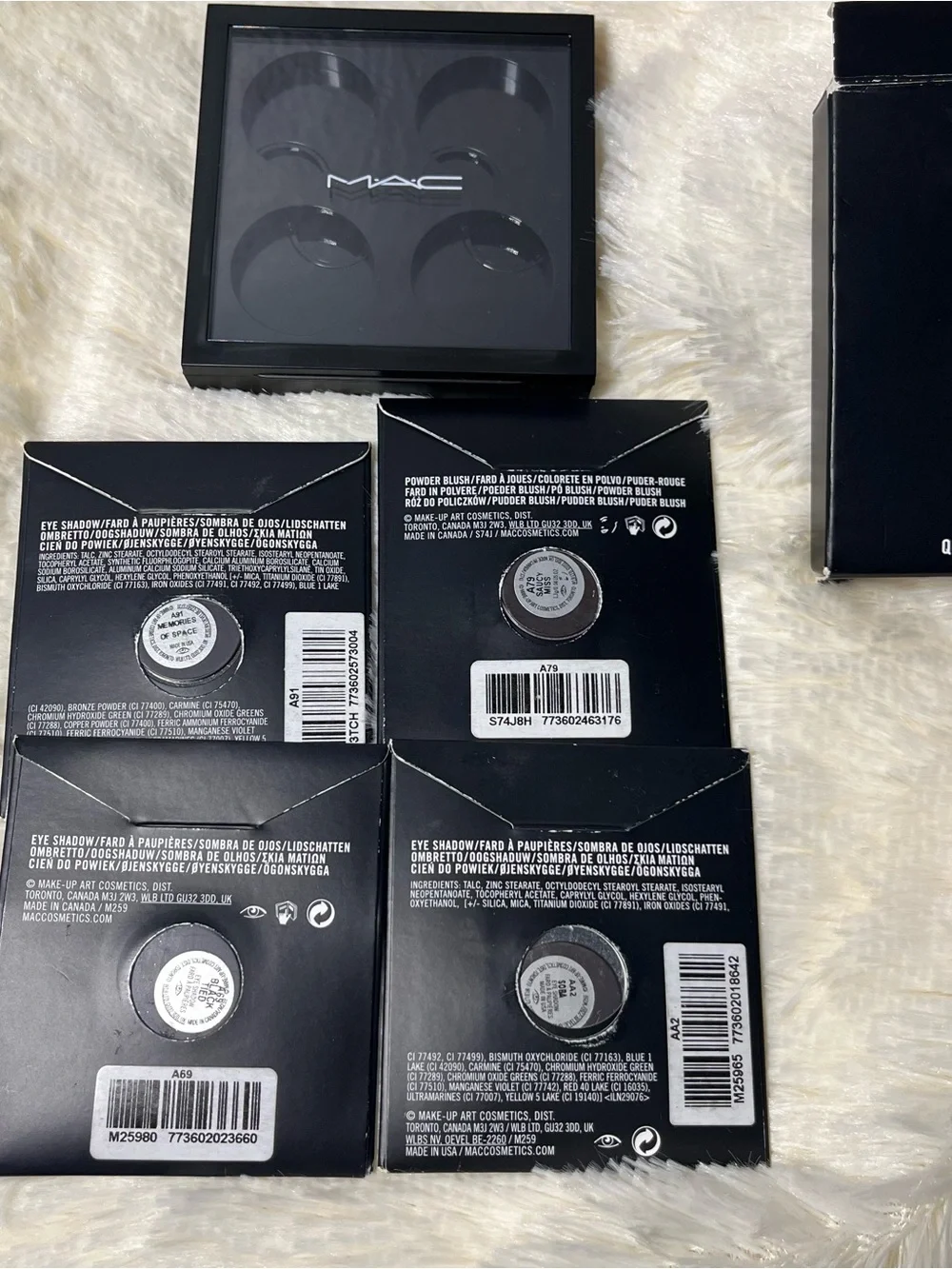MAC Cosmetics Single Eyeshadows & Blush in Yellow, Purple, Silver, Brown